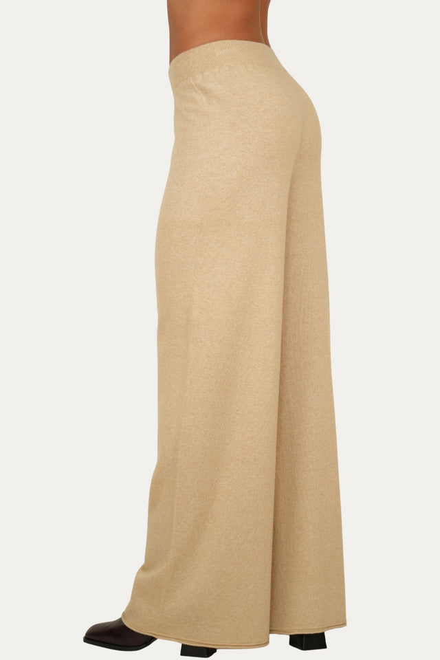 Pantalone palazzo misto cashmere - Grano