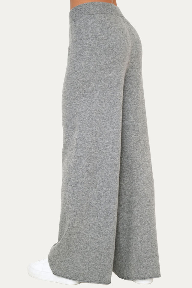 Pantalone palazzo misto cashmere - Grigio