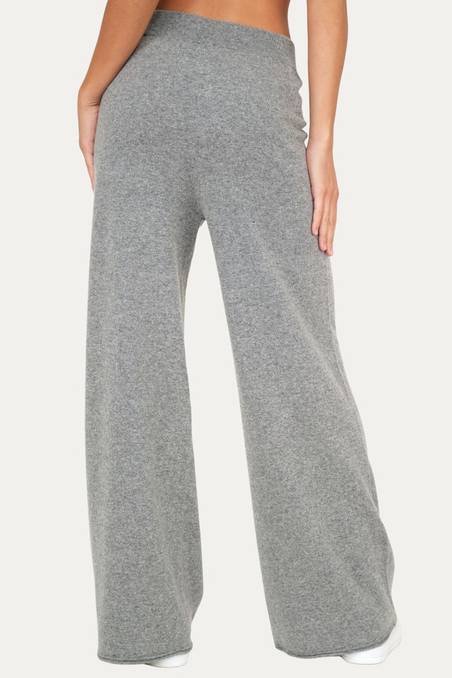 Pantalone palazzo misto cashmere - Grigio