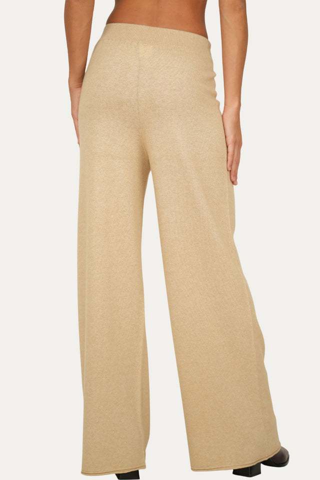 Pantalone palazzo misto cashmere - Grano