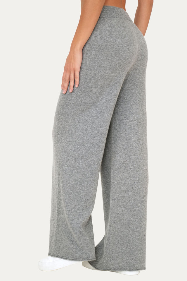 Pantalone palazzo misto cashmere - Grigio