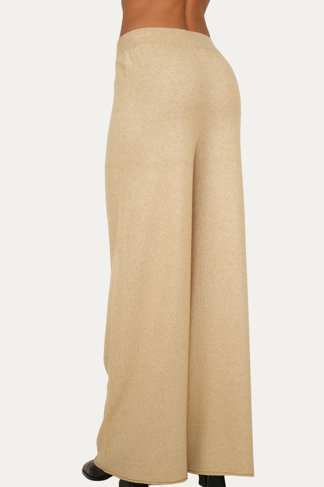 Pantalone palazzo misto cashmere - Grano