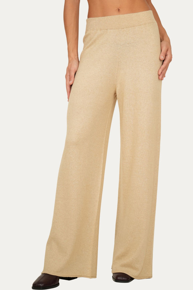 Pantalone palazzo misto cashmere - Grano