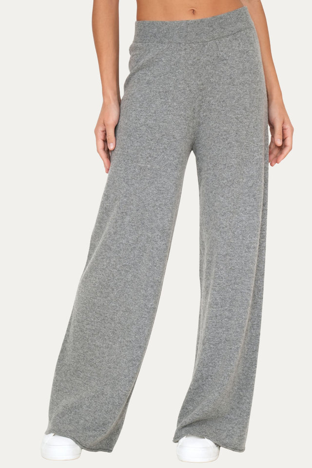 Pantalone palazzo misto cashmere - Grigio