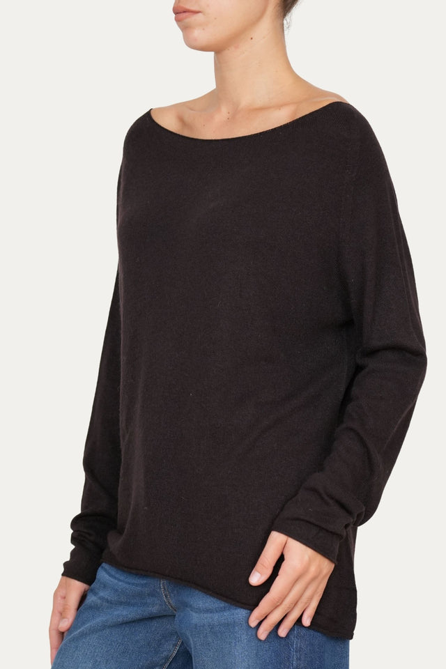 Maglia scollo barca morbida - Moro