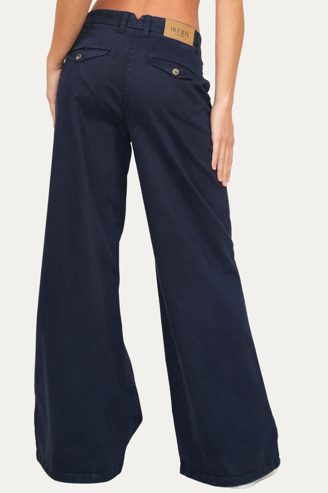 Pantalone palazzo largo GRACE in cotone gabardina - Blu