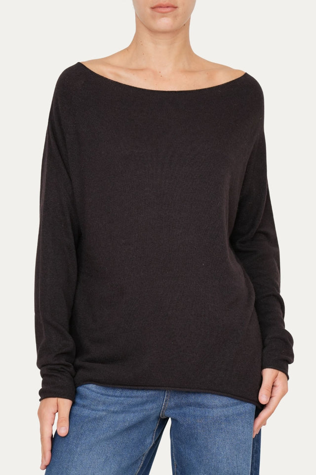 Maglia scollo barca morbida - Moro