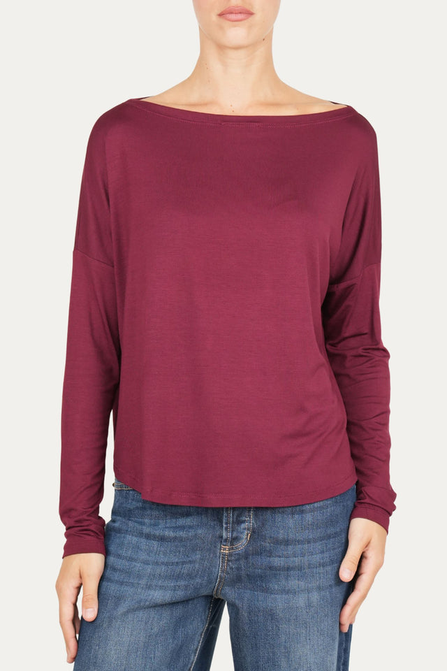 Maglia scollo barca spalla scesa Viscosa - Vino