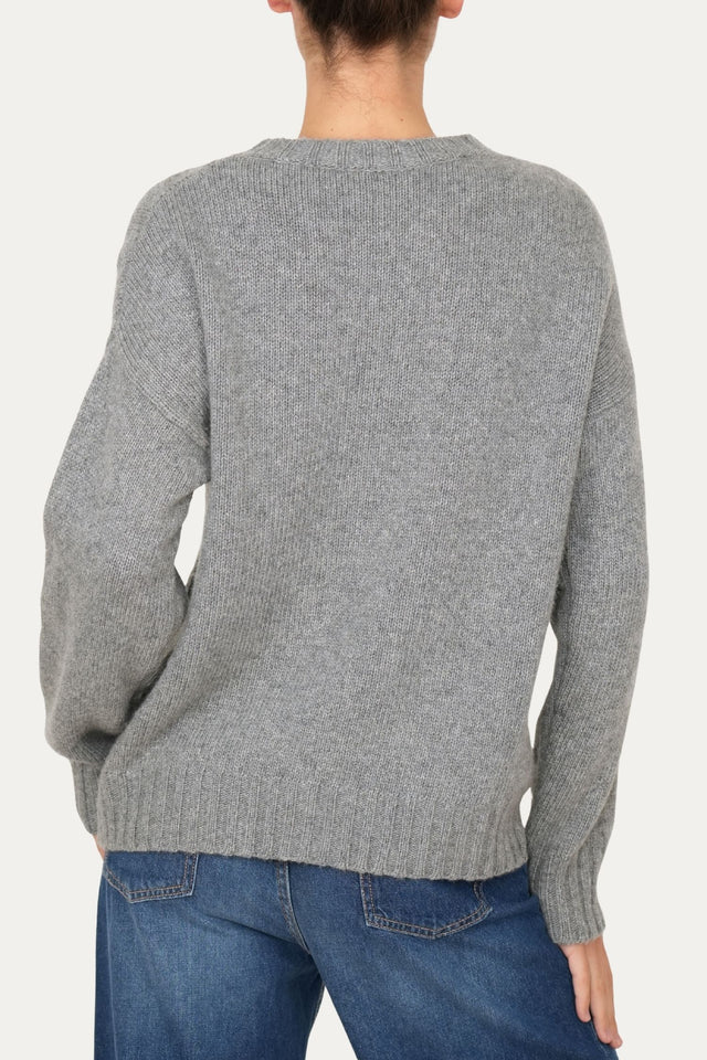 Maglione TRECCE e ROMBI misto cashmere - Grigio