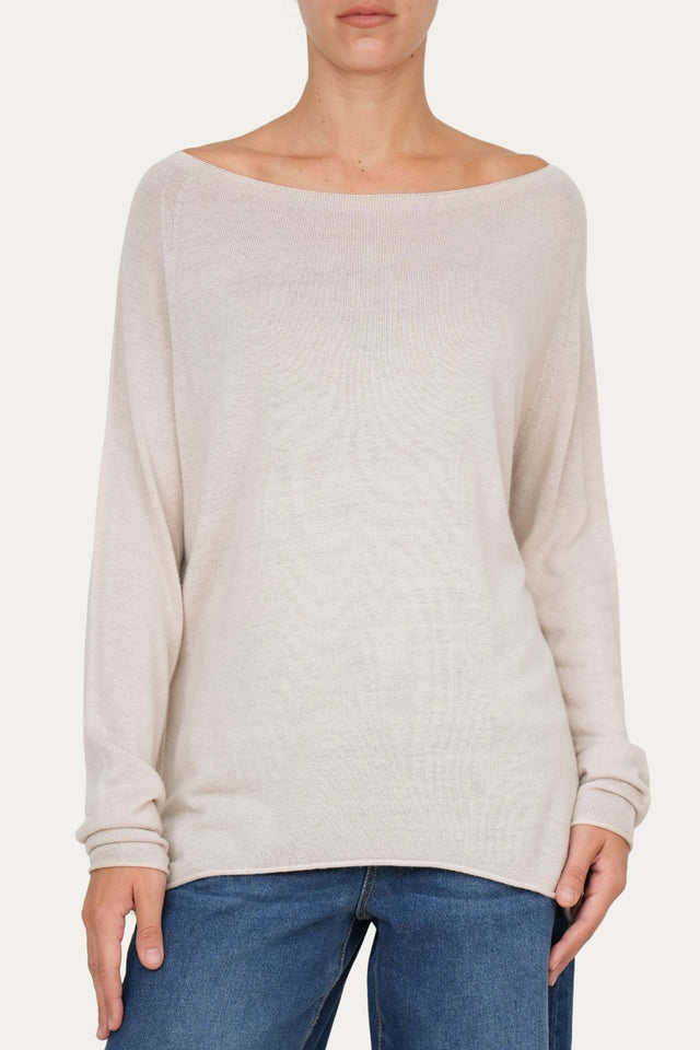 Maglia scollo barca morbida - Greige