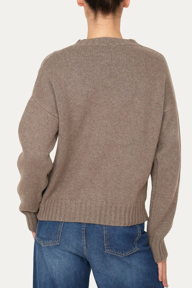 Maglione TRECCE e ROMBI misto cashmere - Noce
