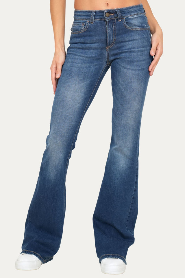 Jeans a zampa JANE in tessuto stretch - Denim Blu