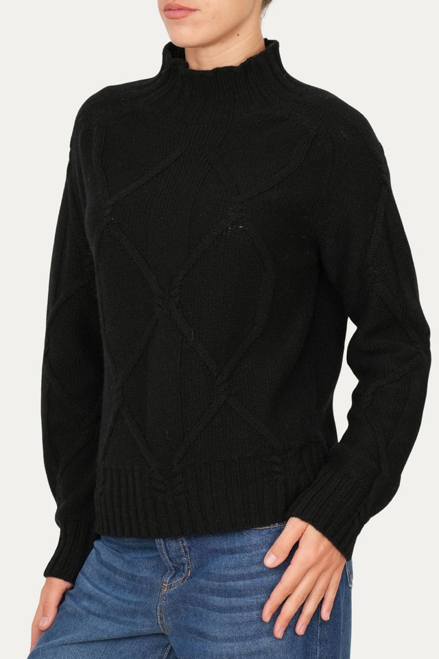 Maglione ROMBI misto cashmere - Nero