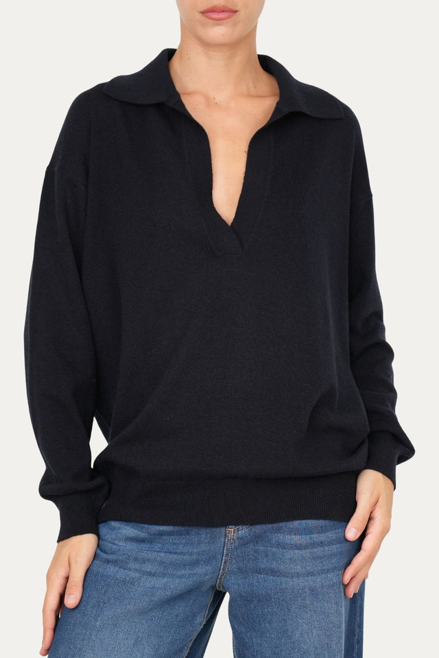 Maglia POLO misto cashmere - Navy