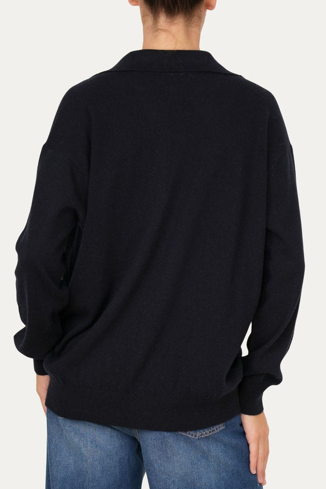 Maglia POLO misto cashmere - Navy