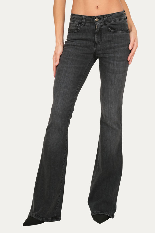 Jeans a zampa JANE in tessuto stretch - Denim Nero