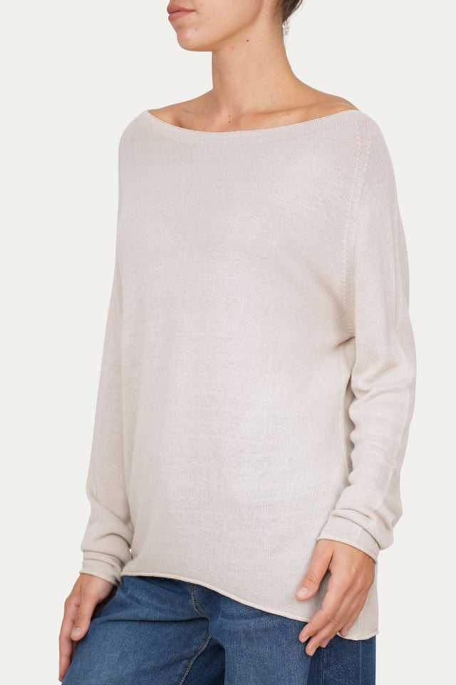 Maglia scollo barca morbida - Greige