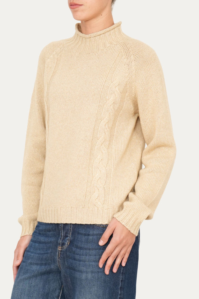 Maglione TRECCE misto cashmere - Grano