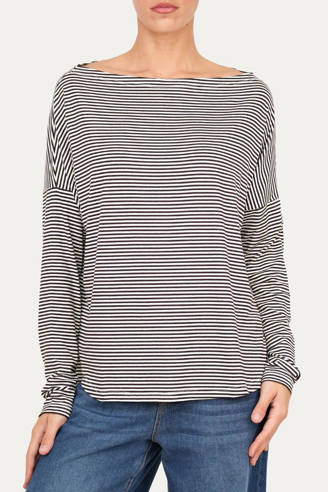 Maglia scollo barca spalla scesa righe Kansas - Moro