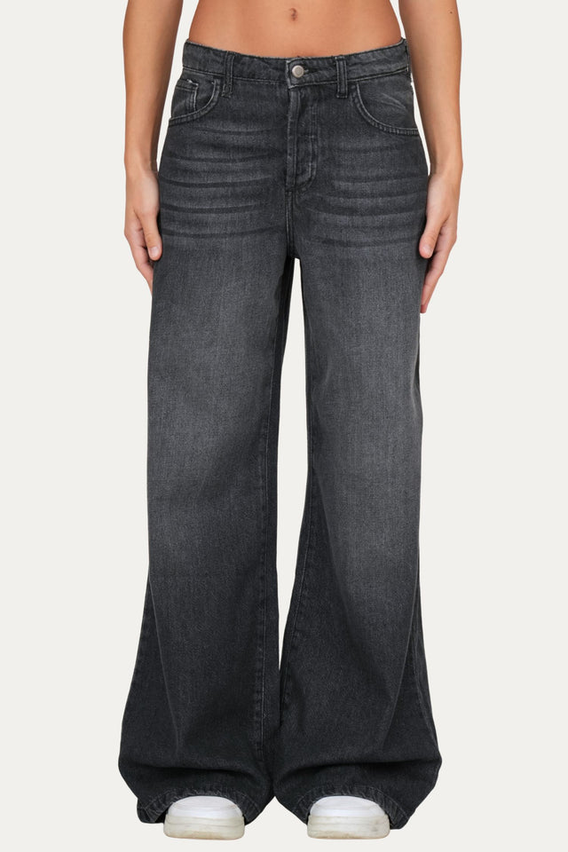 Jeans palazzo DEA tessuto slegato - Denim Nero