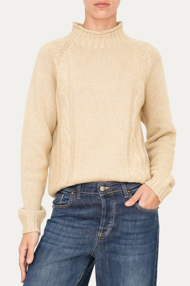 Maglione TRECCE misto cashmere - Grano