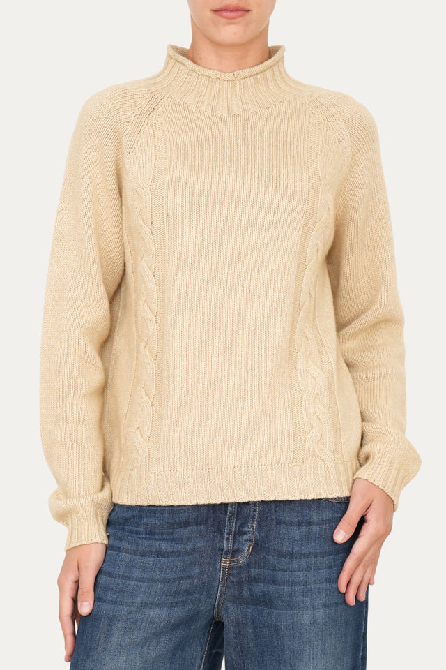 Maglione TRECCE misto cashmere - Grano