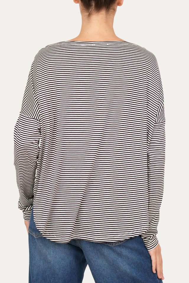 Maglia scollo barca spalla scesa righe Kansas - Moro