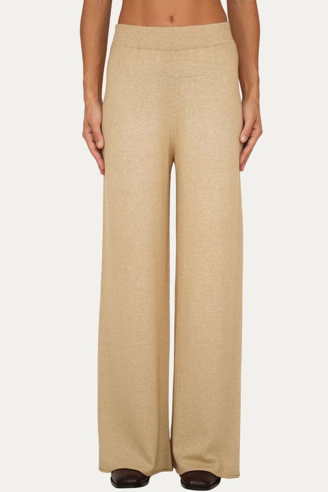 Pantalone palazzo misto cashmere - Grano