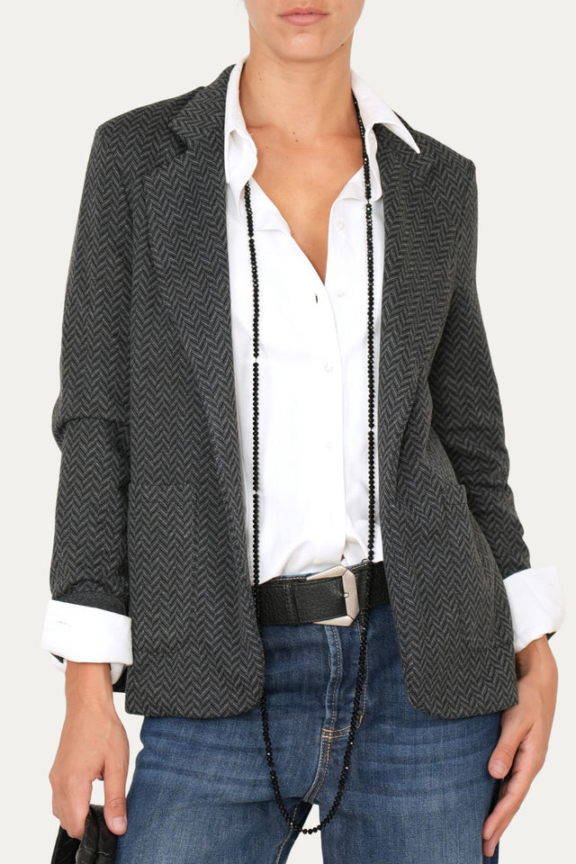 Giacca spigata monopetto classy - Nero Grigio
