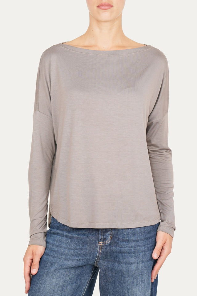 Maglia scollo barca spalla scesa Viscosa - Taupe