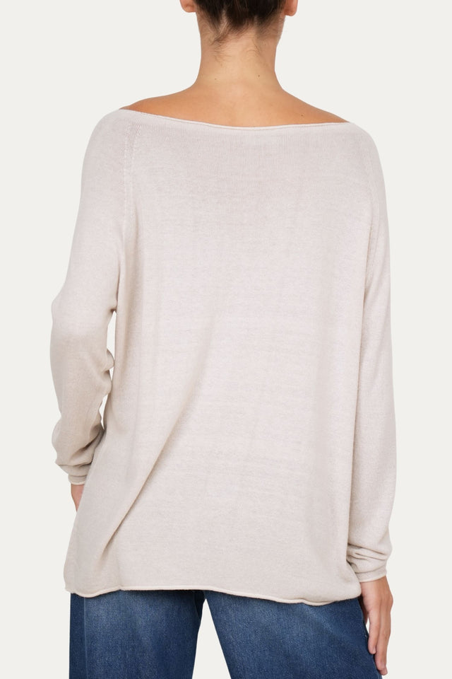 Maglia scollo barca morbida - Greige