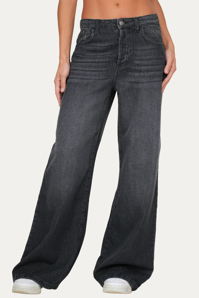 Jeans palazzo DEA tessuto slegato - Denim Nero