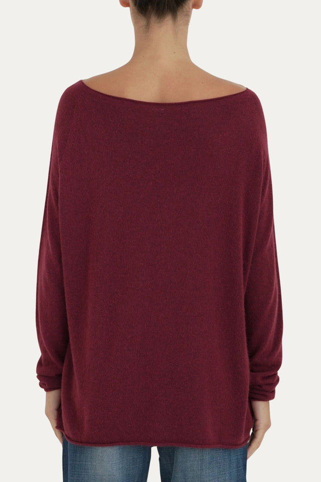 Maglia scollo barca morbida - Vino