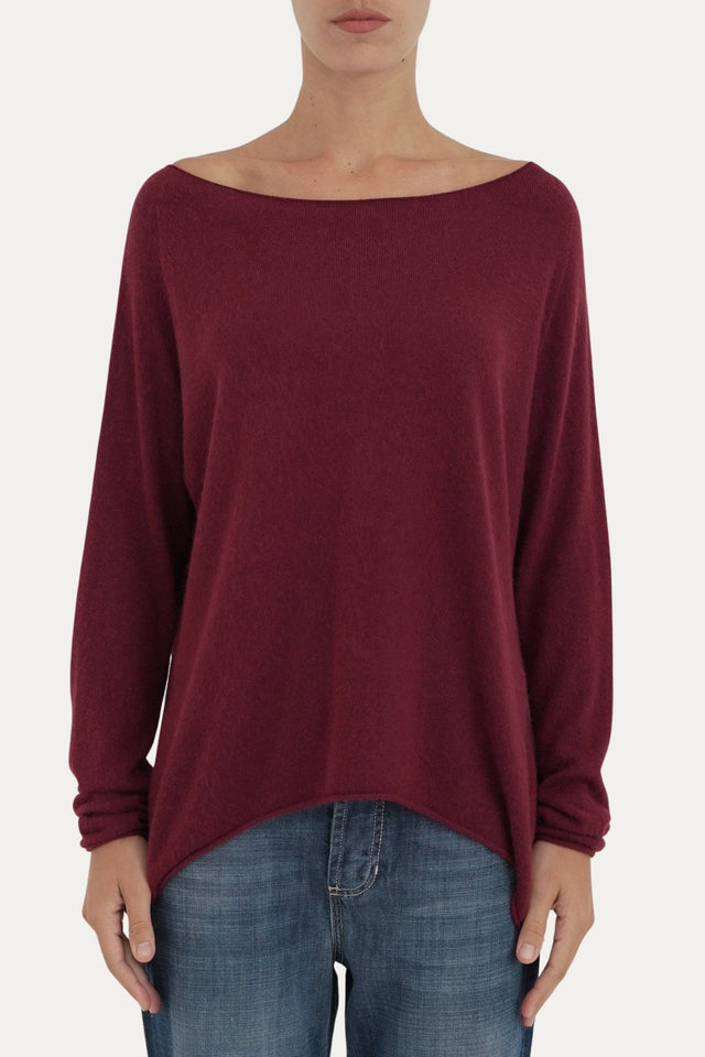 Maglia scollo barca morbida - Vino