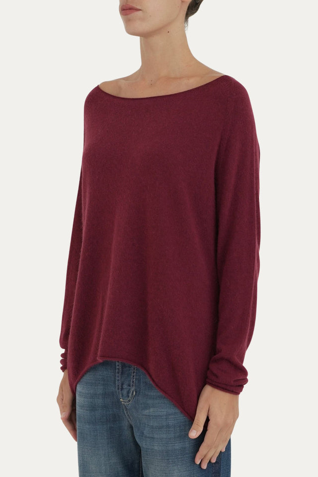 Maglia scollo barca morbida - Vino