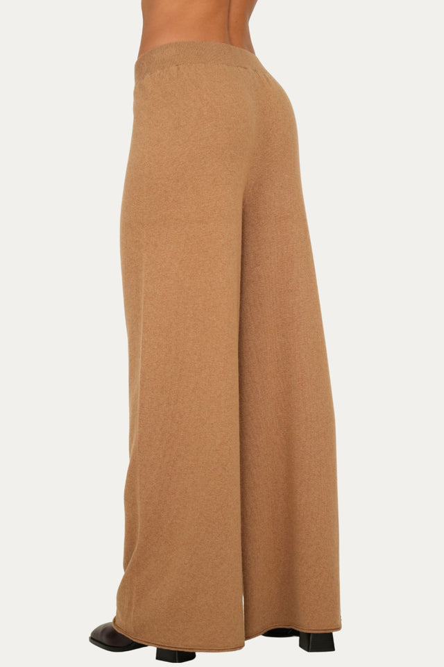 Pantalone palazzo misto cashmere - Biscotto