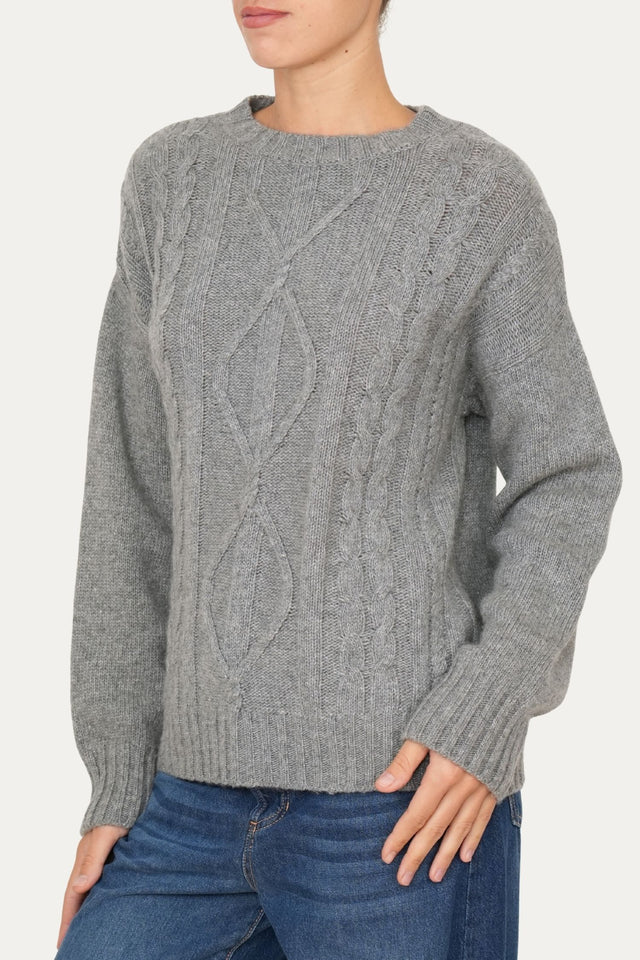 Maglione TRECCE e ROMBI misto cashmere - Grigio
