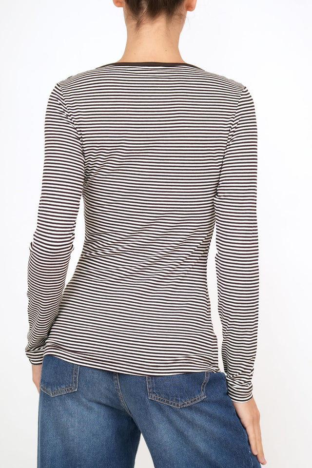 Maglia scollo a V con bottoni IVY - Moro