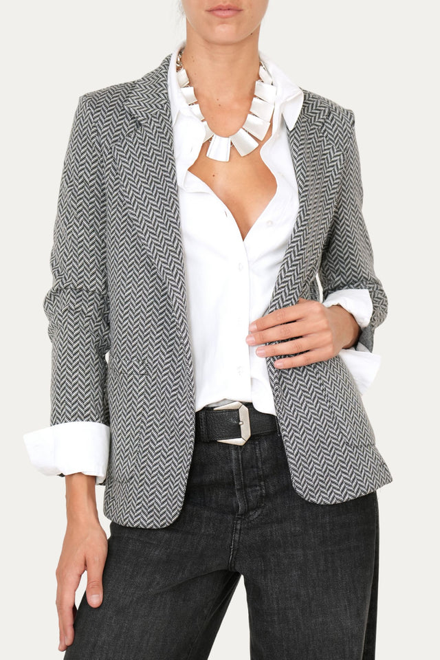 Giacca spigata monopetto classy - Bianco Nero
