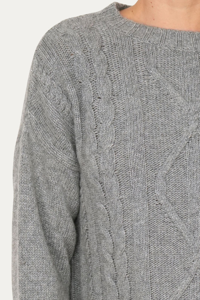 Maglione TRECCE e ROMBI misto cashmere - Grigio