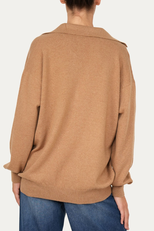 Maglia POLO misto cashmere - Biscotto