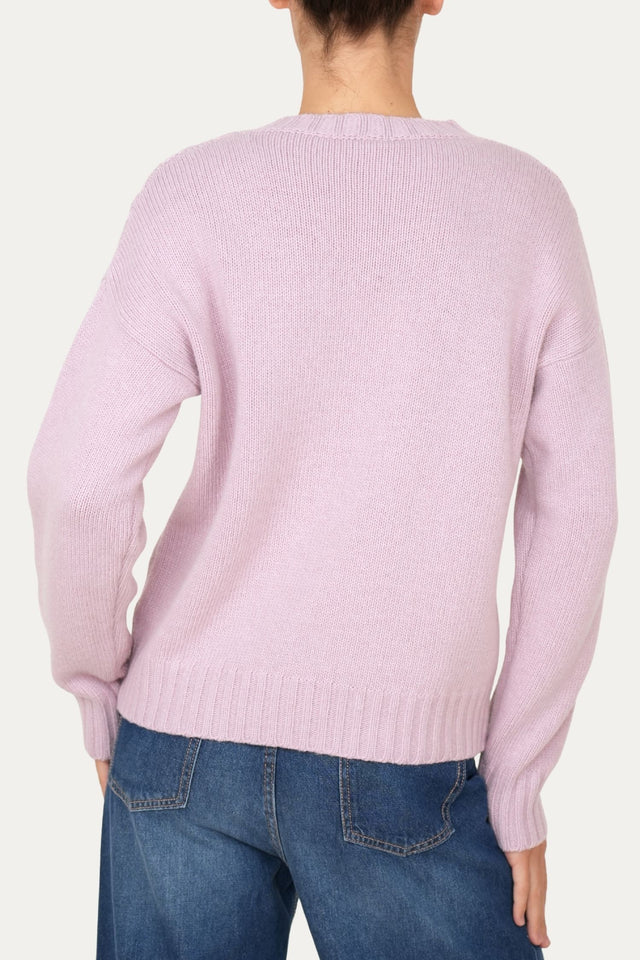 Maglione TRECCE e ROMBI misto cashmere - Malva
