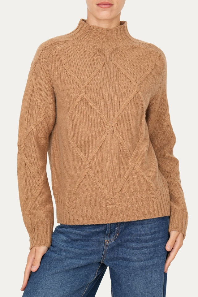 Maglione ROMBI misto cashmere - Biscotto