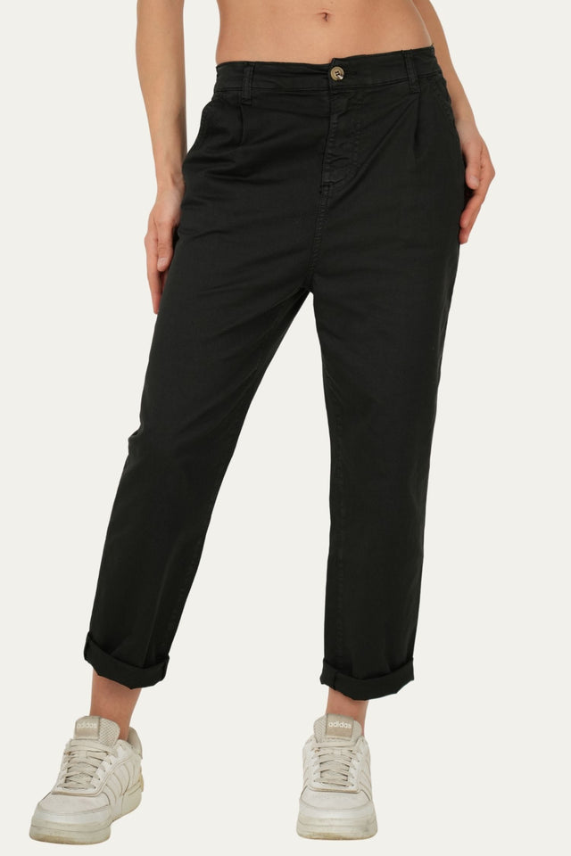Pantalone boyfriend SALLY cotone Light - Nero