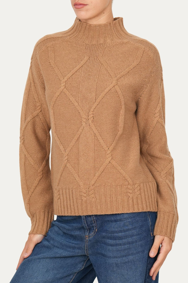 Maglione ROMBI misto cashmere - Biscotto