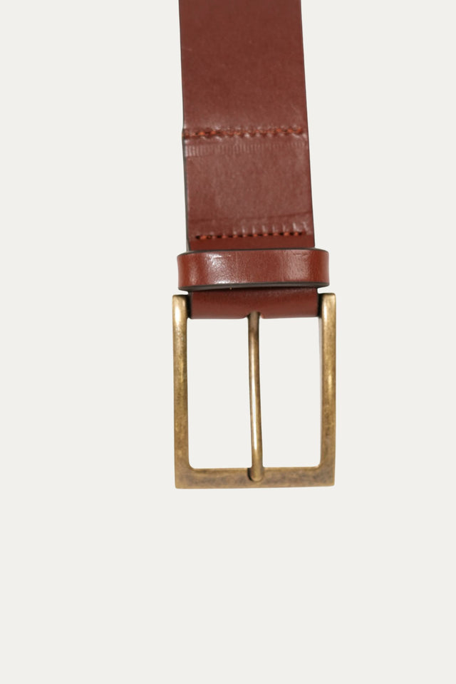 Cintura in pelle con fibbia Ottone - Cioccolato