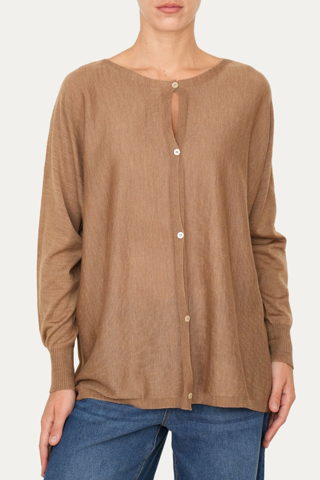 Cardigan con bottoni in lana merino Zegna Baruffa - Biscotto