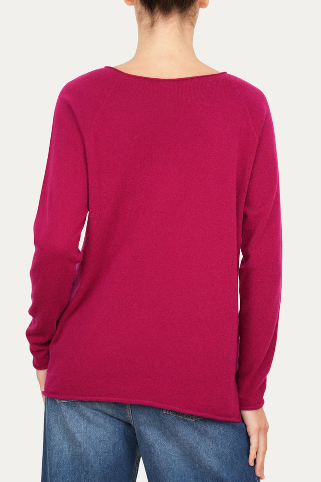 Maglia scollo barca lana vergine merino Zegna Baruffa - Ciclamino