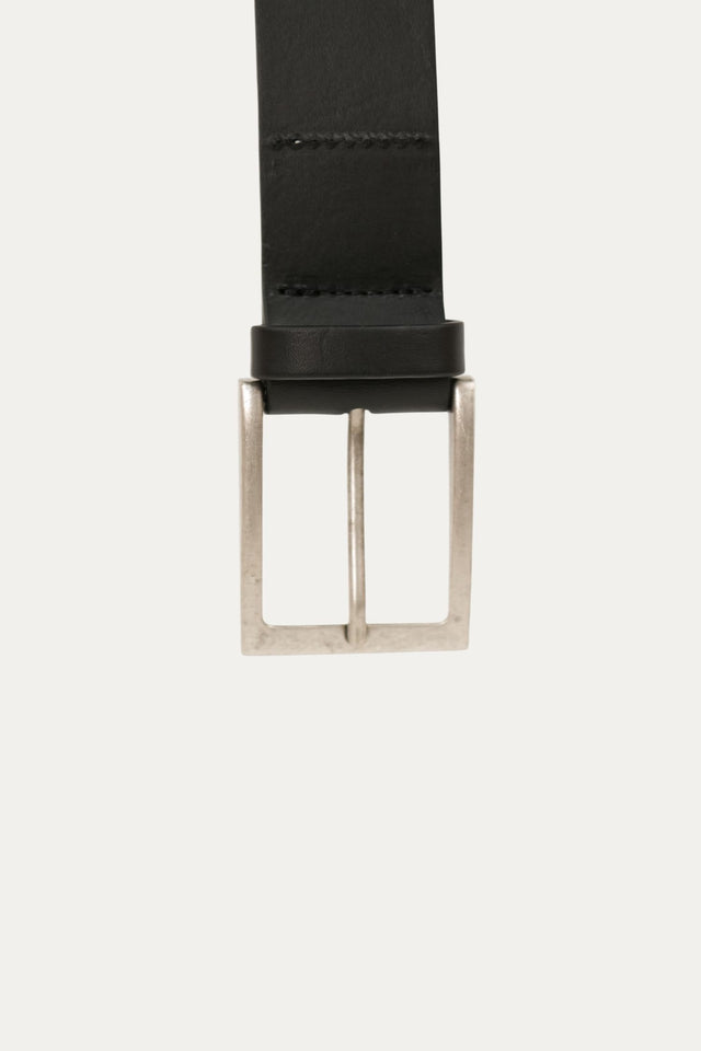 Cintura in pelle con fibbia Argento - Nero