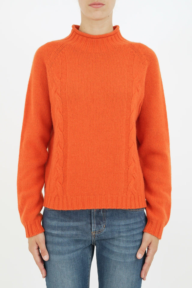 Maglia collo moderato trecce - Arancio